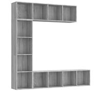 Meuble de salon - GAROSA - Ensemble bibliothèque/meuble TV - 3 pièces - Bois d'ingénierie - Sonoma gris