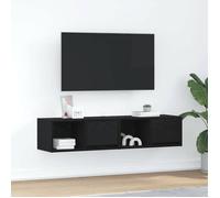 MEUBLE DE SALON - Meubles TV 2 pcs - TV Lowboard suspendu, chêne noir 60x31x25,5cm - Bois d'ingénierie FR278