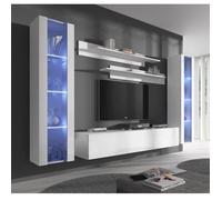 Meuble de salon - Nora blanc - B2 - 2 portes - Bois - Panneaux de particules - Contemporain - Design