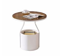 Meuble de Salon Tables d'appoint d'intérieur et d'extérieur avec panier de rangement, petite table d'appoint ronde avec plateau en verre trempé et cadre en métal, for patio, cour, balcon, jardin, chev