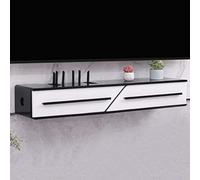 Meuble de Support Tv Flottant en Bois Meuble Tv Flottant avec Porte Coulissante Ensemble de Support Tv Mural Moderne avec Gestion de Câble Meuble Tv, ZIUTNSAV, Noir + blanc, 100cm / 39.37 "