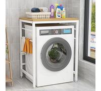 Meuble de Toilette, Meuble Dessus Machine A Laver, Étagère de Rangement sur la Sécheuse, pour Buanderie, Toilette of(Size:Frame Blanc + Noyer Clair)