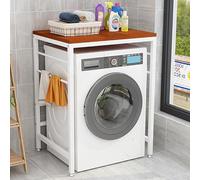 Meuble de Toilette, Meuble Dessus Machine A Laver, Étagère de Rangement sur la Sécheuse, pour Buanderie, Toilette of(Size:Frame Blanc + Teak)