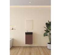 Meuble de toilette Nurion Jule avec vasque noir mat et meuble en bois foncé 41 × 22,5 × 65 cm
