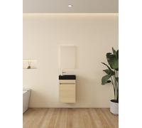 Meuble de toilette Nurion Sam avec vasque noir mat et meuble en bois clair 41 × 22,5 × 65 cm