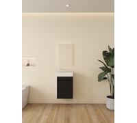 Meuble de toilette Nurion Tess avec vasque blanc brillant et meuble en bois noir 41 × 22,5 × 65 cm