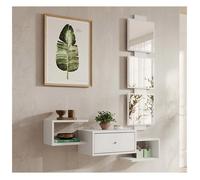 Meuble d'entrée | 1 Tiroir avec Miroir | Console d'Entrée | Finition en couleur Blanc Mate | L 99,5 x P 22 x H 145 cm | Modèle Neo