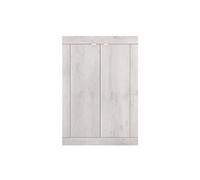 Meuble d'entrée 2 portes 4 étagères aspect bois blanchi - ROVICA -