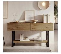 Meuble d'entrée 2 portes | Design Industriel | Structure Acier Noir Mat | Couleur Pin Atlantique | 139cm | Modèle Factory R1