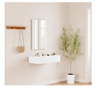 Meuble d'entrée - Amira - Cannelé - Miroir inclus - Tiroir - Finition Blanc Mat