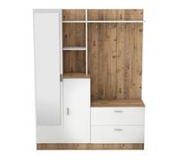 Concept Usine Meuble d'entrée Anka Scandinave Bois naturel & blanc 2 tiroirs, 2 étagères