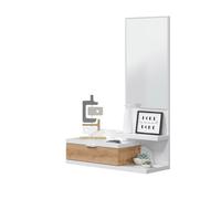 Meuble d'entrée avec miroir et tiroir - Longueur 81 x Profondeur 29 x Hauteur 116 cm