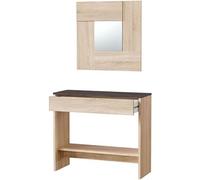 Meuble d'entrée coloris chêne canadien / effet industriel - Hauteur 79 x Longueur 92 x Profondeur 33 cm