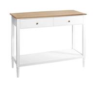 Meuble d'entrée Console 2 tiroirs coloris blanc et bois - Longueur 110 x Profondeur 40 x Hauteur 85cm