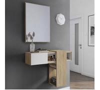 Meuble d'Entrée Daba Dmora, en Bois Mélaminé Chêne Brun 100x31,2x75h cm