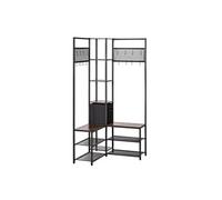 VEVOR Meuble d'Entrée 180 cm, Porte Manteaux avec Étagère à Chaussures et Crochets, pour Couloir Chambre Dressing, Vestiaire d'Angle Autoportant, avec Système Anti-basculement, Marron Rustique