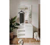 Meuble d'entrée de rangement avec penderie IMAGE - Décor blanc - 1 porte + 1 tiroir - L85 x H195 x P37 cm