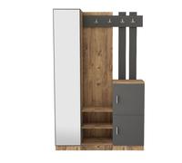 Meuble D'entrée Design Bois Et Gris Miroir Anka Marron