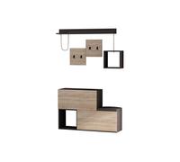 Meuble d'entrée design mural bois et gris INGA