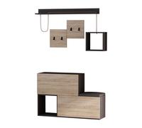 Meuble D'entrée Design Mural Bois Et Gris Inga Marron