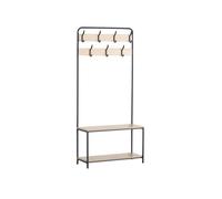 Meuble d'entrée - MOBILI REBECCA - Cintre avec étagères et 7 crochets - Noir et beige - H 170 x L 80 x P 30 cm