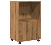 Meuble d'entrée moderne - Buffet de cuisine de style vintage avec roulettes, 55 x 40 x 91 cm, finition chêne, armoire de rangement polyvalente pour la maison, le bureau, le salon et la salle de bain