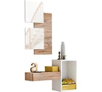 Meuble d'entrée TORTH 1 - Ensemble complet - Couleurs chêne et blanc - Design moderne et pratique
