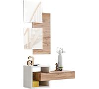 Meuble d'entrée TORTH 2 - Ensemble complet - Couleur chêne et blanc - Design moderne et pratique