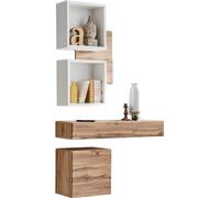 Meuble d'entrée TORTH 3 - Ensemble complet - Couleur chêne et blanc - Design moderne et fonctionnel