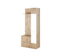 Meuble d'entrée vestiaire 3 portes 7 étagères avec miroir 90 cm - MARIA