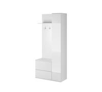 Meuble d'entrée vestiaire 3 portes 7 étagères avec miroir 90 cm - MARIA