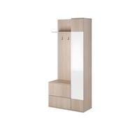 Meuble d'entrée vestiaire 3 portes 7 étagères avec miroir 90 cm - MARIA