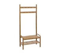Meuble D'entrée Vestiaire En Bambou Avec Banc Et Range Chaussures H 170 Cm