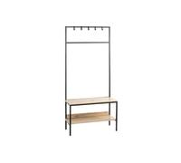 Meuble d'Entrée Vestiaire "Miranda" 180cm Chêne & Noir