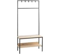 HAKU Möbel Armoire debout chêne clair, noir, MDF, Métal - Dim.: L 80 x H 180 x P 35 cm, Style: Moderne