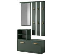 Vestiaire d'entrée - Meuble d'entrée - YESFIR - 85 cm - vert bouteille - armoire à chaussures - portemanteau - miroir