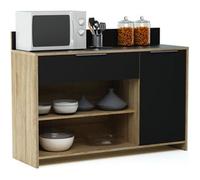 Meuble desserte en bois 1 porte, 1 tiroir et 2 niches, L123 x H85 x P40 cm