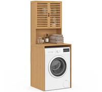 IDMarket Meuble dessus lave-linge BEA en bambou avec placard