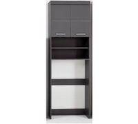 Meuble pour machine à laver - 2 portes - Gris Brillant - L63 x P24 x H187 cm - AMANDA