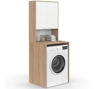 IDMarket - Meuble Dessus de Machine à Laver Wallis Bois façon hêtre, Blanc