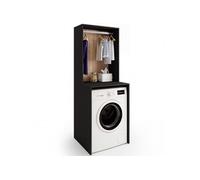IDMarket - Meuble Dessus Machine à Laver avec penderie Wallis hêtre, Noir