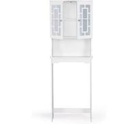 meuble dessus toilette giantex, blanc, meuble de salle de bain, avec 2 portes étagère de salle de bain armoire de toilettes WC G