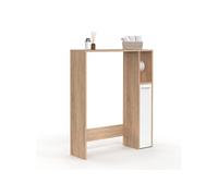 IDMarket - Meuble Dessus WC Wallis avec Placard façon hêtre et Blanc