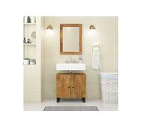 vidaXL Meuble d'Évier, Armoire de Lavabo avec 2 Compartiments et Pieds, Meuble sous Lavabo avec Rangement Salle de Bain, Marron Bois de Manguier et d'Ingénierie