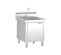 Meuble d'évier commercial en acier inoxydable avec robinet pour restaurant, buanderie et cuisine extérieure