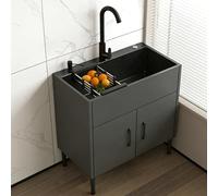 Meuble d'évier utilitaire avec pulvérisateur extractible en acier inoxydable pour buanderie, cuisine, salle de bain, 43 x 58 cm