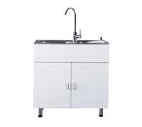 Meuble d'évier utilitaire, évier de cuisine commercial à cuve unique avec égouttoir, robinet chaud et froid pour garage, restaurant, buanderie/buanderie (48,1 x 35 x 78 cm)