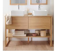 Meuble double vasque 120 cm avec vasques blanches carrées
