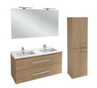 Meuble double vasque 120 cm JACOB DELAFON Ola Up chêne + colonne + miroir et spots
