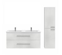 Meuble double vasque 120 cm JACOB DELAFON Ola up + colonne de salle de bain blanc